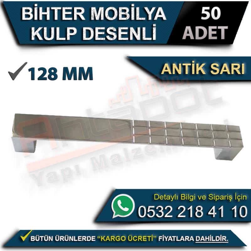 Bihter Mobilya Kulp Desenli 128 Mm Antik Sarı (50 Adet)