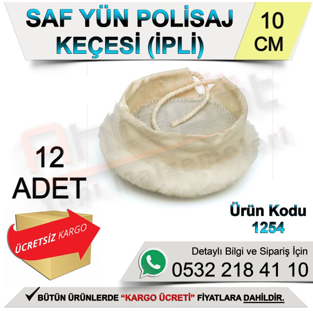 Dekor 1254 Saf Yün Polisaj Keçesi İpli 10 Cm (12 Adet)