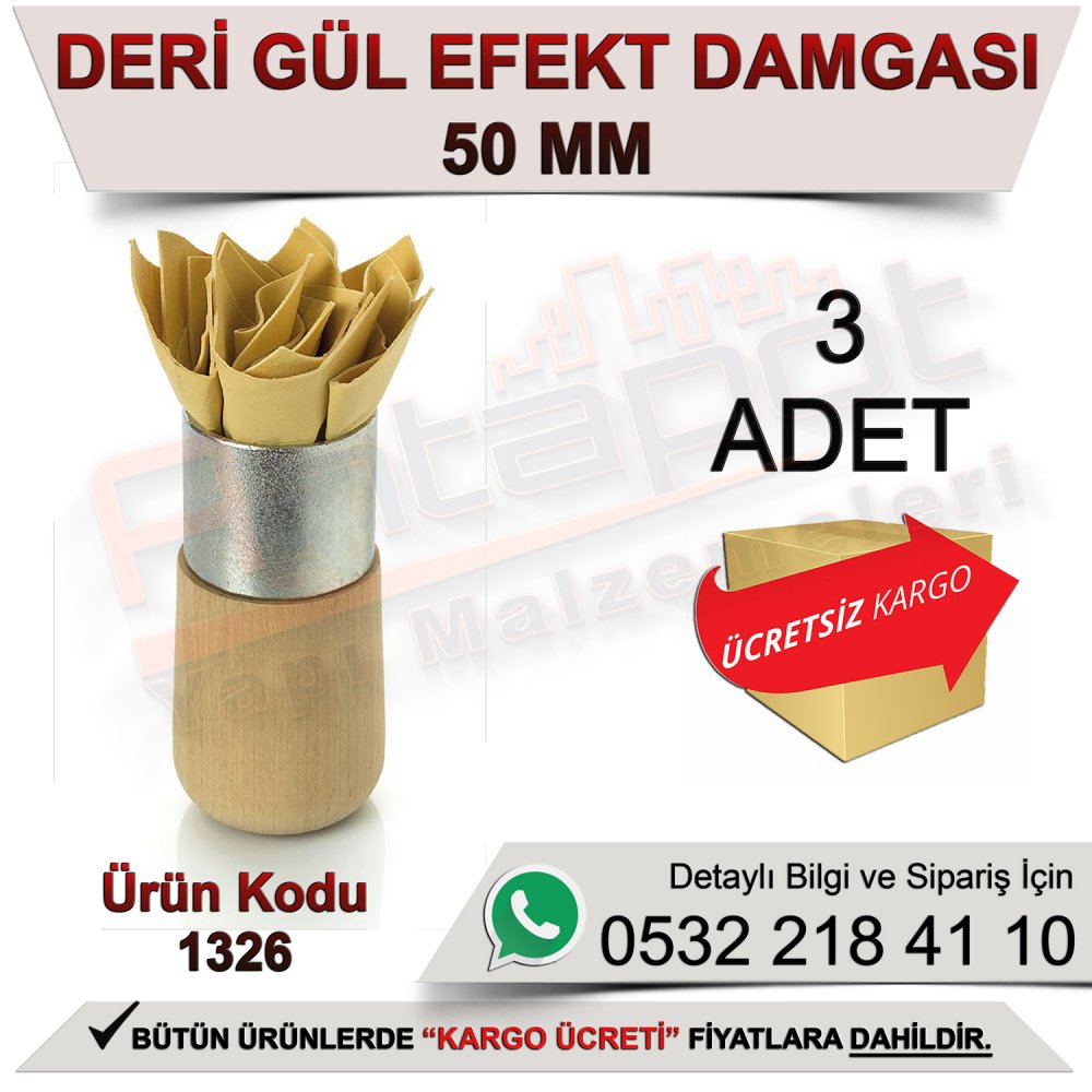 Dekor 1326 Deri Gül Efekt Damgası 15x6 Cm (3 Adet)