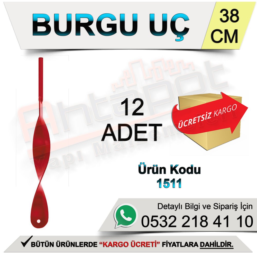 Dekor 1511 Burgu Mikser Uç Altıgen 38 Cm (12 Adet)