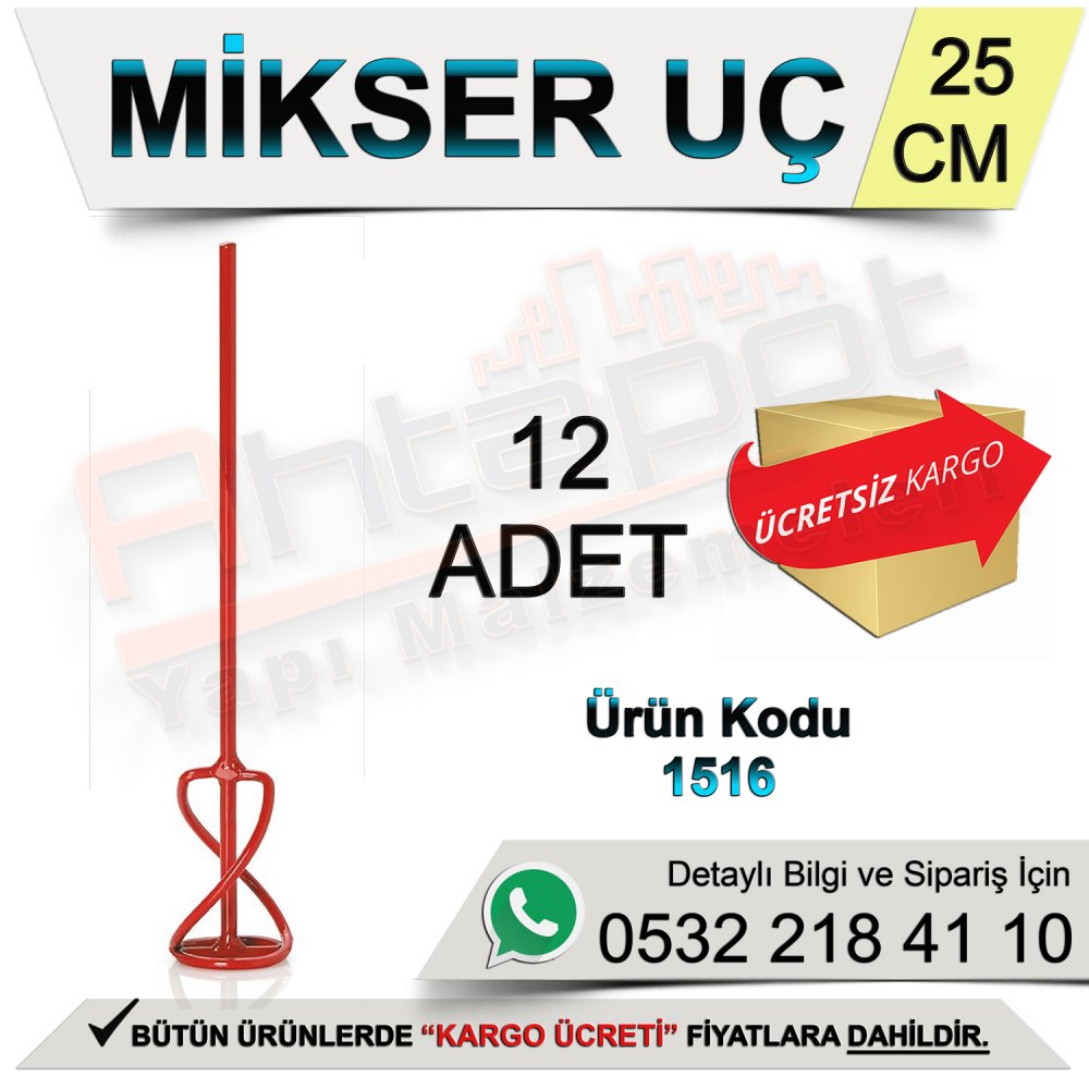 Dekor 1516 Mikser Uç Daire (Harç-Boya-Alçı 0-5 Kg) 25 Cm (12 Adet)