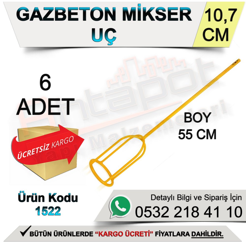 Dekor 1522 Gazbeton Mikser Uç Sds Plus 55 Cm (6 Adet)