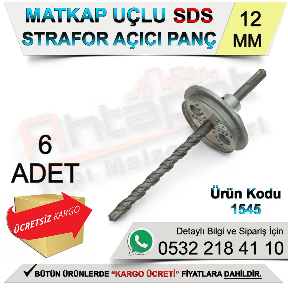 Dekor 1545 Matkap Uçlu Strafor Açıcı Panç Sds Plus 12 Mm (6 Adet)