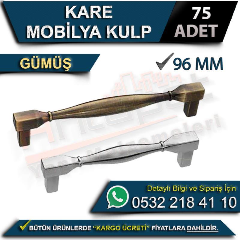 Kare Mobilya Kulp 96 Mm Gümüş (75 Adet)