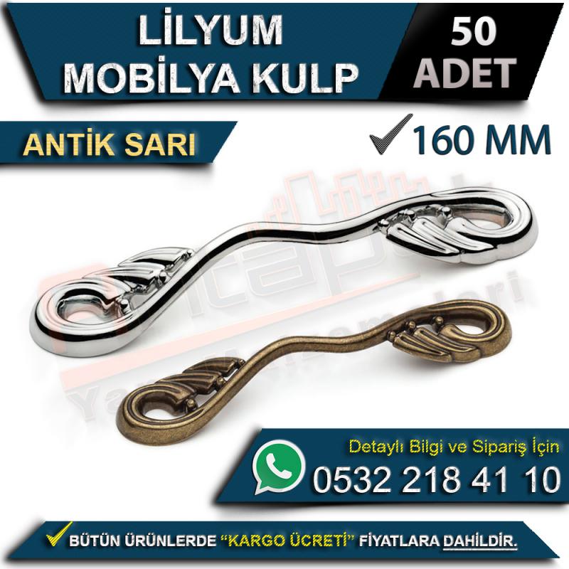 Lilyum Mobilya Kulp 160 Mm Antik Sarı (50 Adet)