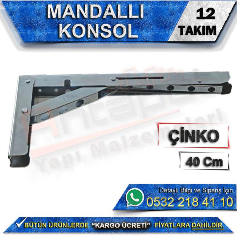 Mandallı Konsol 40 Cm Çinko (12 Takım)