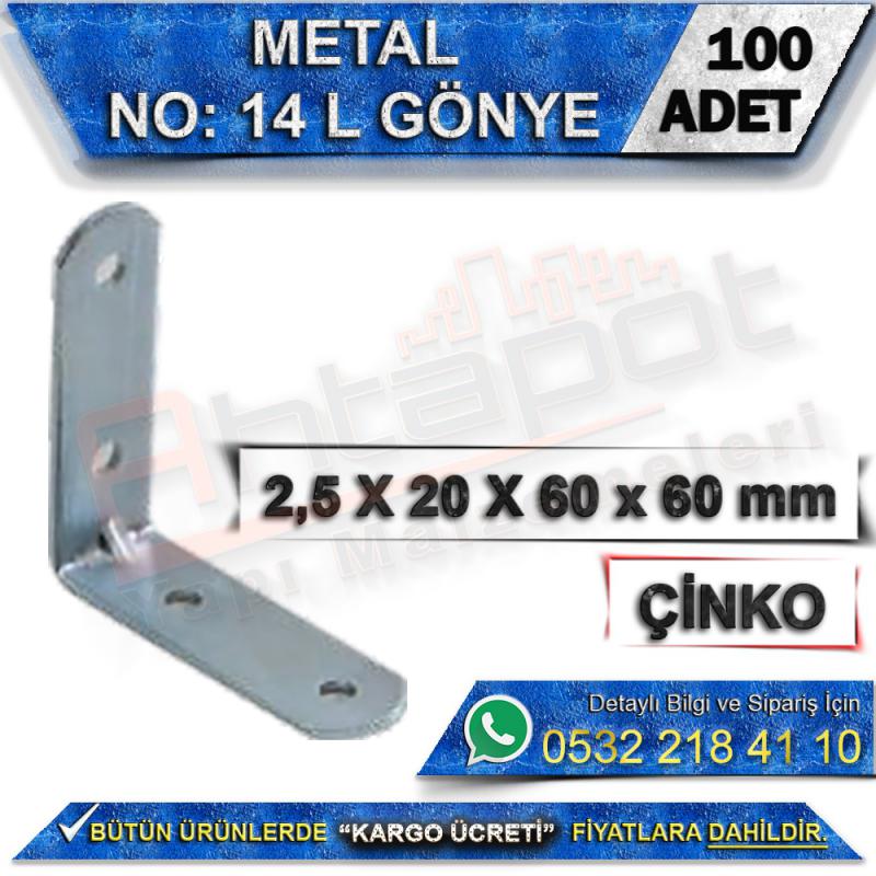 No: 14 L Gönye 2,5X20X60x60 mm (100 Adet)