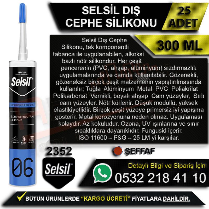 Selsil Dış Cephe Silikonu 300 Ml Şeffaf (25 Adet)