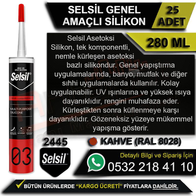 Selsil Genel Amaçlı Silikon 280 Ml Kahverengi (25 Adet)