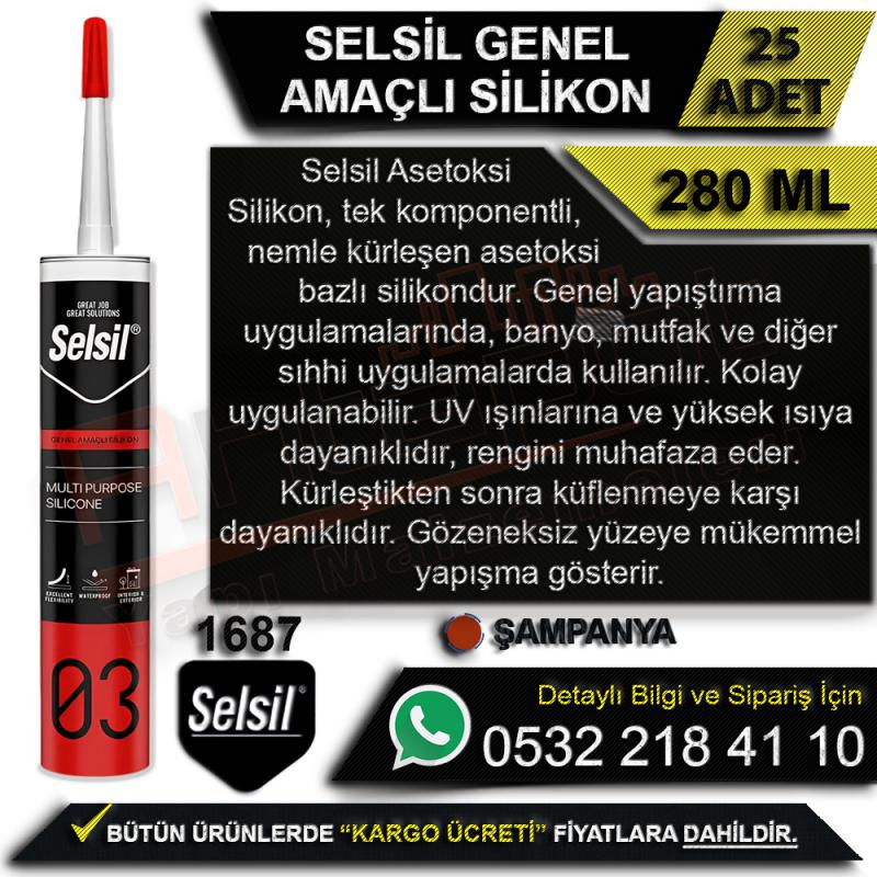 Selsil Genel Amaçlı Silikon 280 Ml Şampanya (25 Adet)