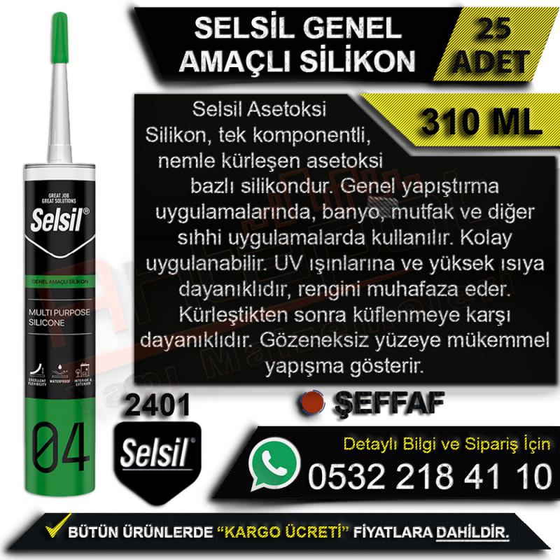 Selsil Genel Amaçlı Silikon 310 Ml Şeffaf (25 Adet)