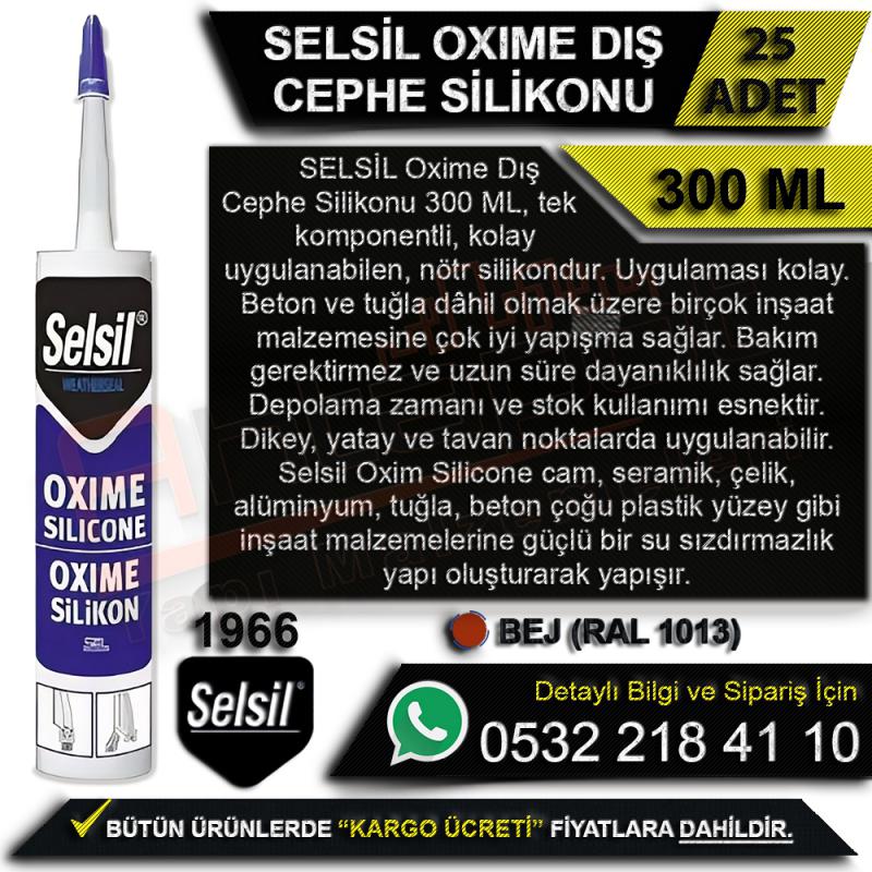 Selsil OXIME Dış Cephe Silikonu 300 Ml Bej (25 Adet)