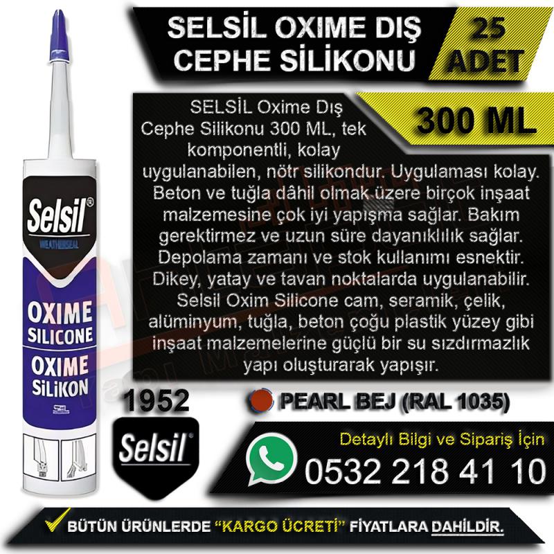 Selsil OXIME Dış Cephe Silikonu 300 Ml Pearl Bej (Ral 1035)  (25 Adet)