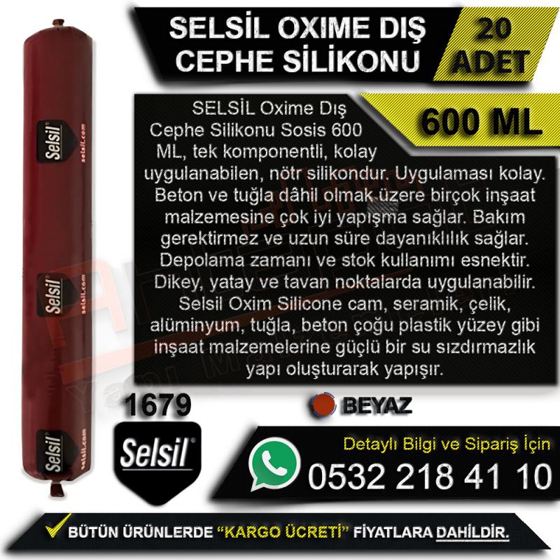 Selsil OXIME Dış Cephe Silikonu Sosis 600 Ml Beyaz (20 Adet)