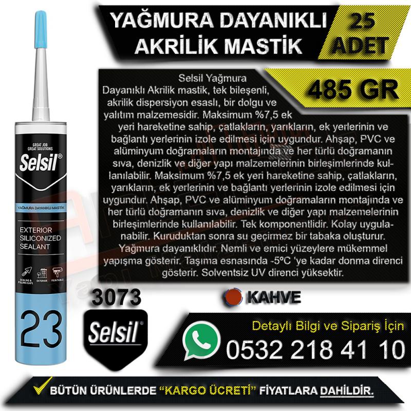  Selsil Yağmura Dayanıklı Akrilik Mastik Kahve 485 Gr (25 Adet)