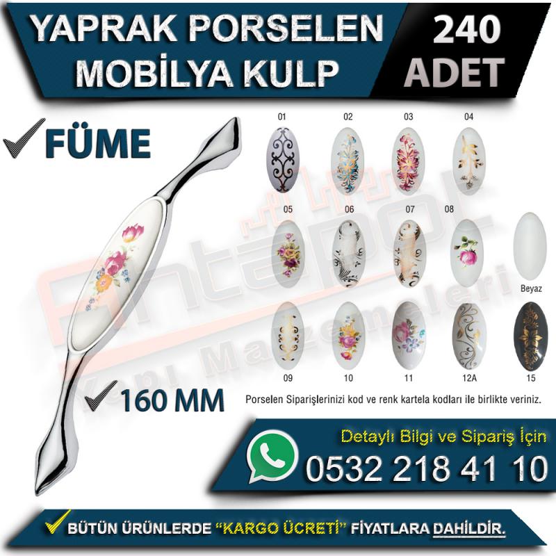 Yaprak Porselen Mobilya Kulp 160 Mm Füme (240 Adet)